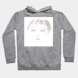 Woman face portrait. Watercolor illustration monochrome Hoodie